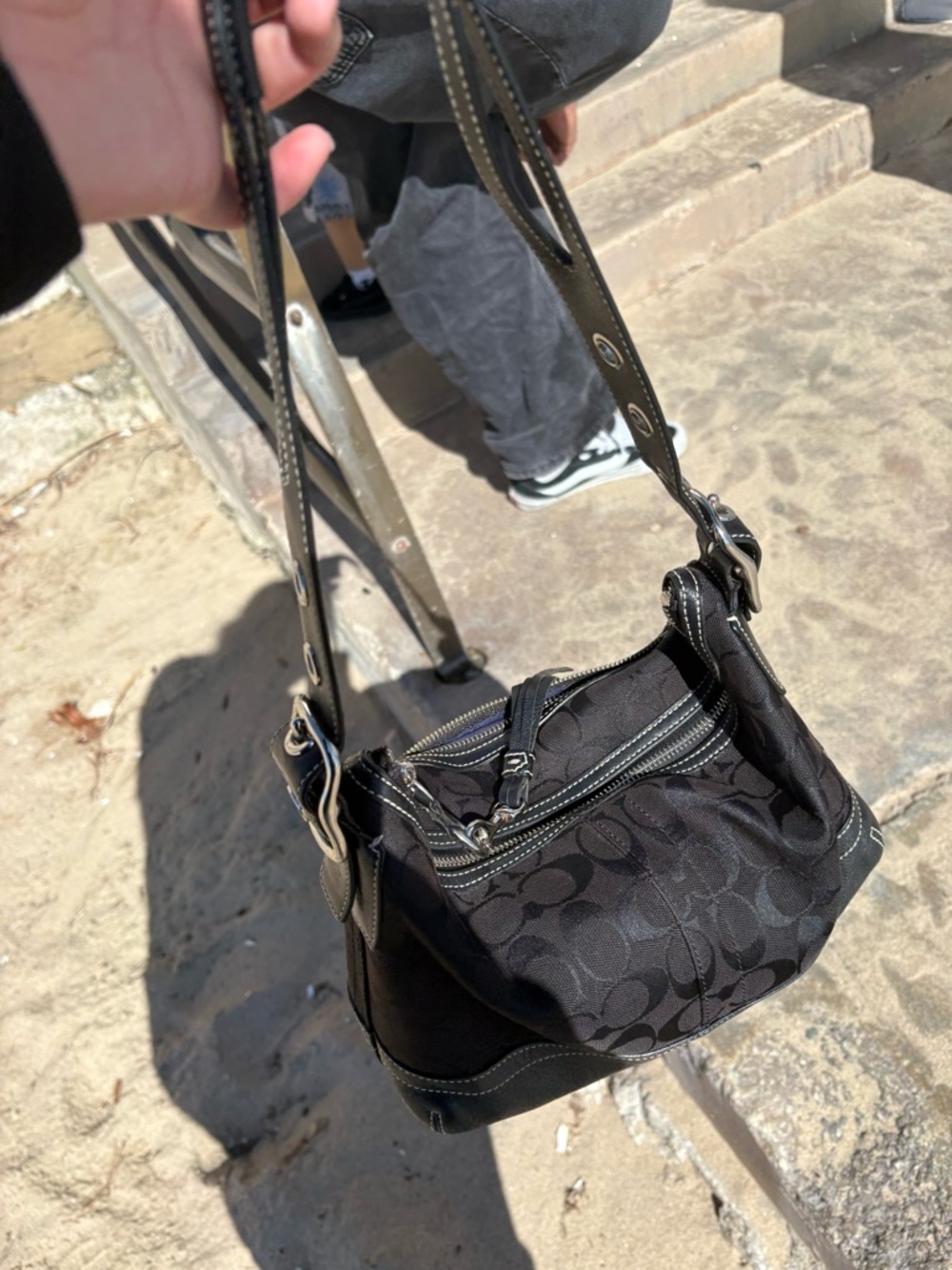 Coach Black Signature Jacquard Shoulder Bag - Picture 2 of 14